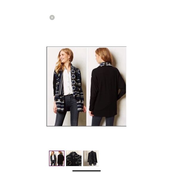 Anthropologie Dolan blue and black southwestern knit open front Aztec cardigan j - Picture 14 of 14
